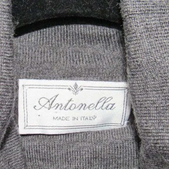 100% Merino Wool Gray Turtleneck Made in Italy Antonella Womens Size L - Picture 3 of 12